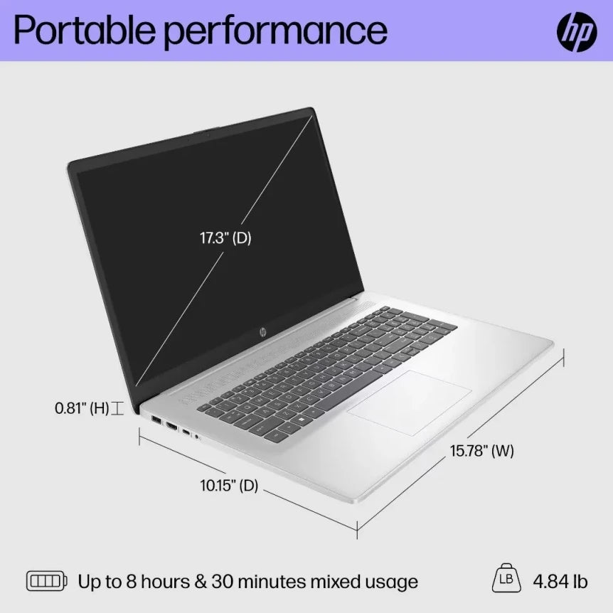 HP Laptop 17 with Intel Core i7-1355U | 17.3 Inch FHD Display | 16 GB DDR4 RAM | 1 TB SSD